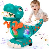 Speelgoed vanaf 1 2 3 jaar, Kruipende Dinosaurus Muzikaal Speelgoed babyspeelgoed 9 12 18 maanden Bewegend Speelgoed met LED Lichtjes, kerstcadeau voor Peuters Jongens Meisjes van 1 2 3 jaar