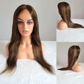 Frazimashop- Braziliaanse Remy pruik 22 inch 55cm mix kleur P427 blonde steil pruiken -100% Human hair wig T- lace front wig