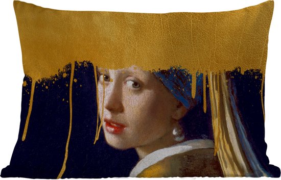 Buitenkussens - Tuin - Meisje met de parel - Goud - Vermeer - 50x30 cm