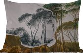 Buitenkussens - Italiaans landschap parasoldennen - Kunst - Hendrik Voogd - Schilderij - Zwart wit - Oude meesters - 60x40 cm - Weerbestendig