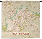Wandkleed - Wanddoek - Hattingen - Kaart - Stadskaart - Plattegrond - Vintage - 90x90 cm - Wandtapijt
