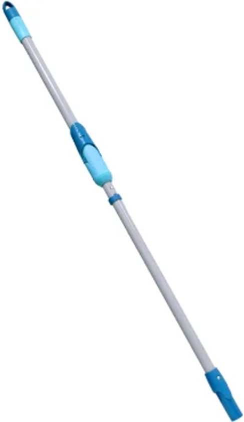 Manche Leifheit avec poignée bleu clair et détail turquoise.