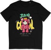 Grappig T Shirt Jongens Meisjes - Beer I'm Cool - Zwart - 116