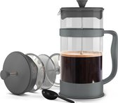French Press koffiezetapparaat, espresso- en theemaker met drievoudige filters, hittebestendig borosilicaatglas met stalen zuiger (1000 ml, grijs)