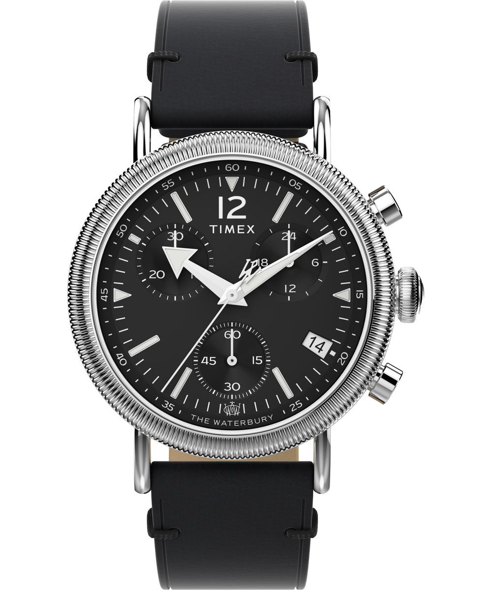 Timex Standard Chrono TW2W20600 Horloge - Leer - Zwart - Ø 40 mm