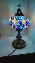 Oosterse Glans - Handgemaakte Mozaïeklamp - Tafellamp Ø50cm - Blauw