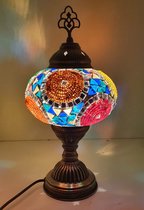 Oosterse Glans - Handgemaakte Mozaïeklamp - Tafellamp Ø30cm -Regenboog