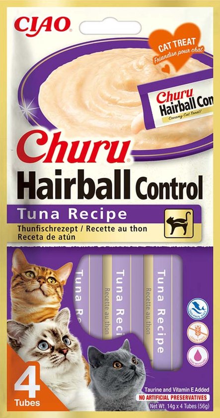 Inaba Churu kat Puree Hairball kat Tonijn