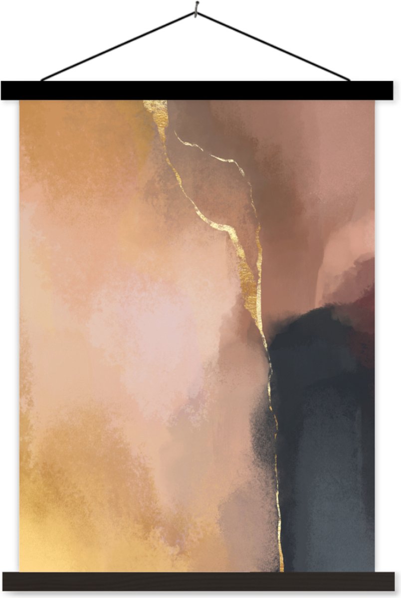 Posterhanger incl. Poster 40x53 cm - Schoolplaat - Abstract - Verf - Pastel - Textielposte