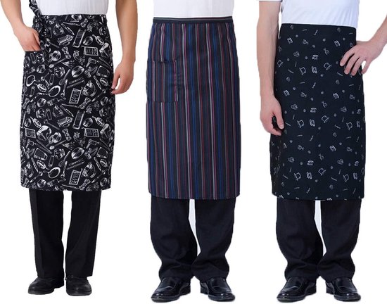 Nanxson Unisex half taille schort keukenschort kookschort kelnerschort bistroschort met 2 zakken voor keuken, restaurant, café