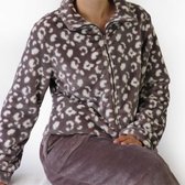 Irrésistible-dames-housesuit-polaire-imprimé léopard marron. - TailleXL