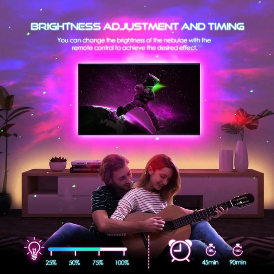 Lampe Projeteur LED Astronaute Avec Guitare – Projecte Des étoiles Et Galaxies – Alimentation Sur Pile