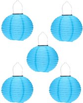 Solar lampionnen blauw 35 cm - 5 stuks