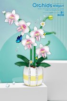 eVatmaster - Orchids elegant witte pot - bouwsteen – orchidee – huisdecoratie - kamerdecoratie – cadeau – geschenk – kunstof bloemen – puzzel – bouwpakket – hobby - kunst potplant