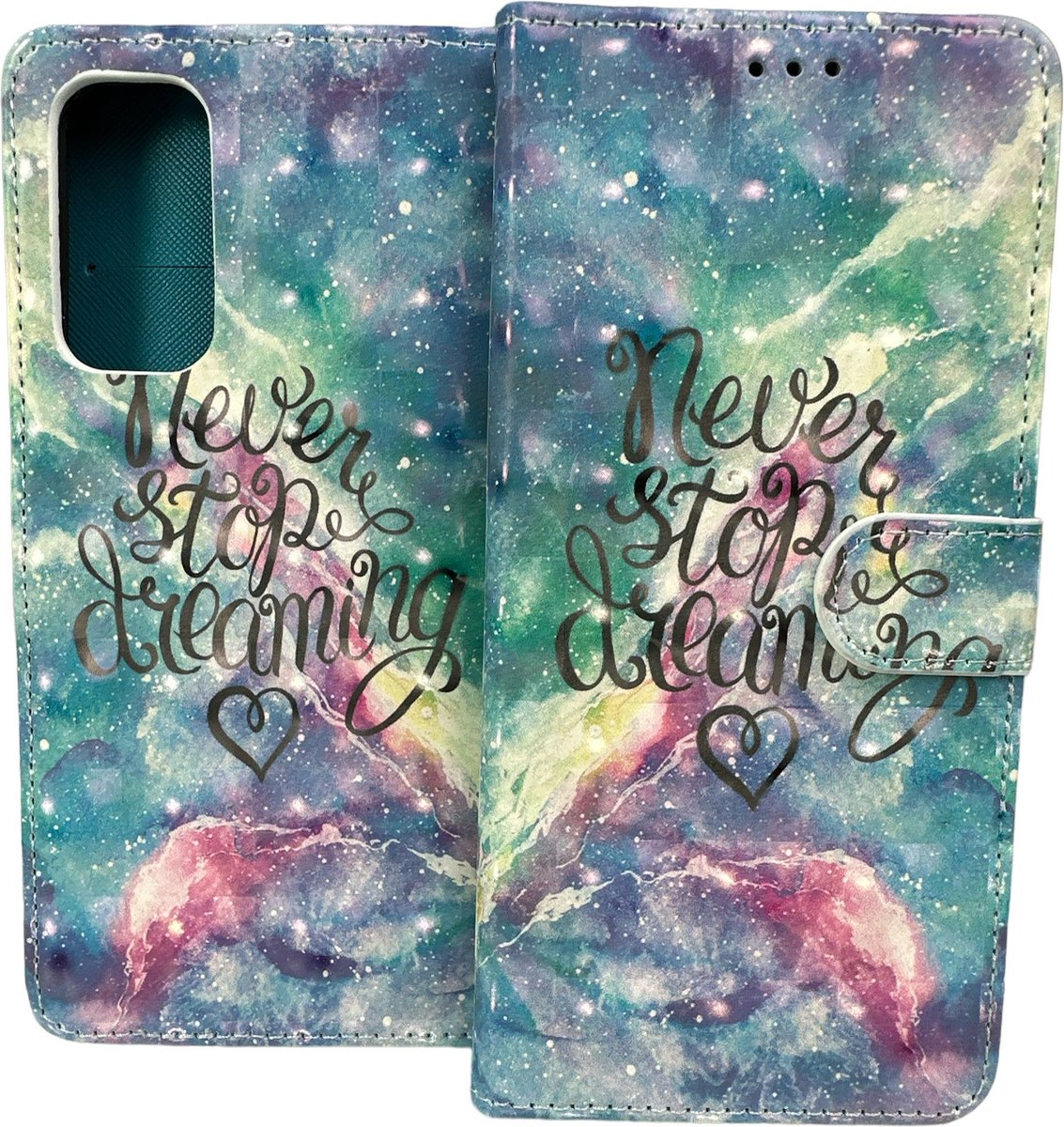 Portemonnee Book Case Hoesje Geschikt voor: Oppo A77 5G - Never Stop Dreaming Print