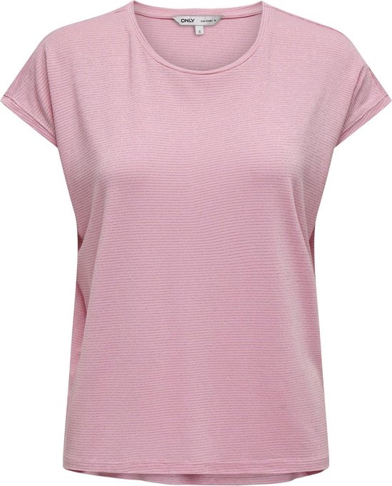 Only T-shirt Onlclaudia S/s Glitter Stripe Top J 15318422 Bonbon/or Lurex Femme Taille - M