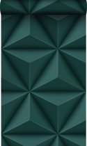 Origin Wallcoverings eco-texture vliesbehangpapier grafisch 3D motief petrolblauw - 347817 - 0,53 x 10,05 m