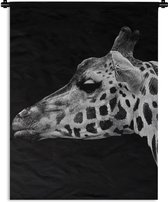 Wandkleed - Wanddoek - Dieren - Giraffe - Zwart - Wit - 90x120 cm - Wandtapijt