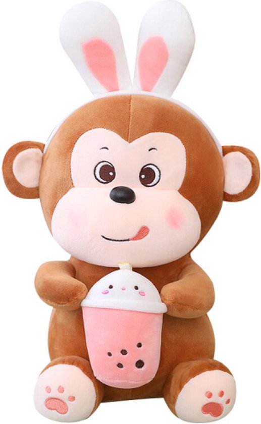 Squishy Kawaii Aap met Bubbelthee Pluche Knuffel 30 cm - Kawaii Knuffel ...