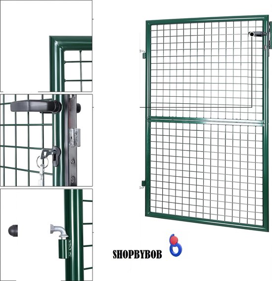 Foto: Tuinpoort tuindeur verzinkt staal afsluitbaar deur 106 x 150 cm b x h groen ggd200g shop by bob