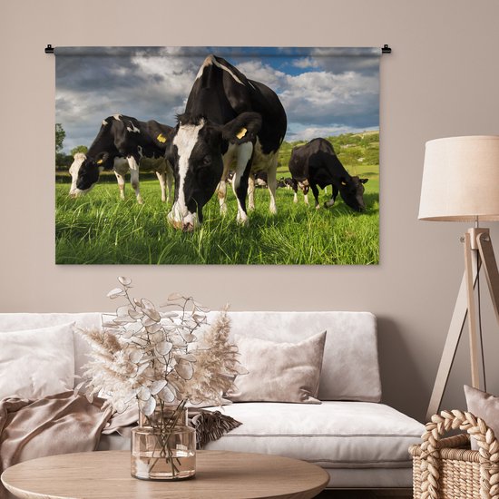 Tapisserie - Toile murale - Vaches - Animaux - Herbe - Pâturage - Ferme - 150x100 cm - Tapisserie