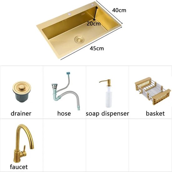 ADGO Set Diepe Kamer Wastafel Huishoudelijke Gootsteen met Batterij, Kraan en Zeepdispenser Container, voor de Tuin van Het Huis, Garage, Kelder, Badkamers, Werkplaats, Industriële Fabriek, 60 cm Wit