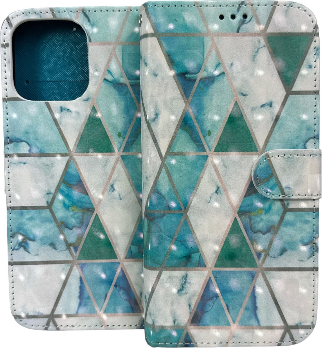 Portemonnee Book Case Hoesje Geschikt voor: Xiaomi Redmi 10C - Marmer Print
