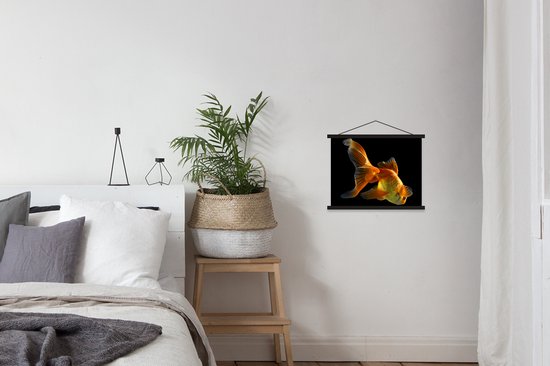 Support pour affiches avec affiche 40x30 cm - Affiche scolaire - Poisson rouge - Animaux - Zwart - Affiche textile - Lattes noires