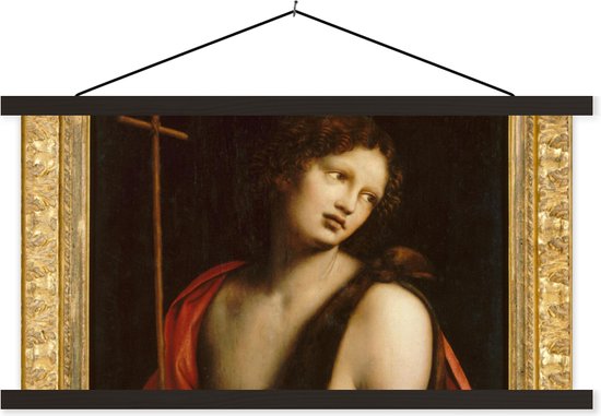 Posterhanger incl. Poster - Schoolplaat - St. John the Baptist - Leonardo da Vinci - 90x45 cm - Zwarte latten