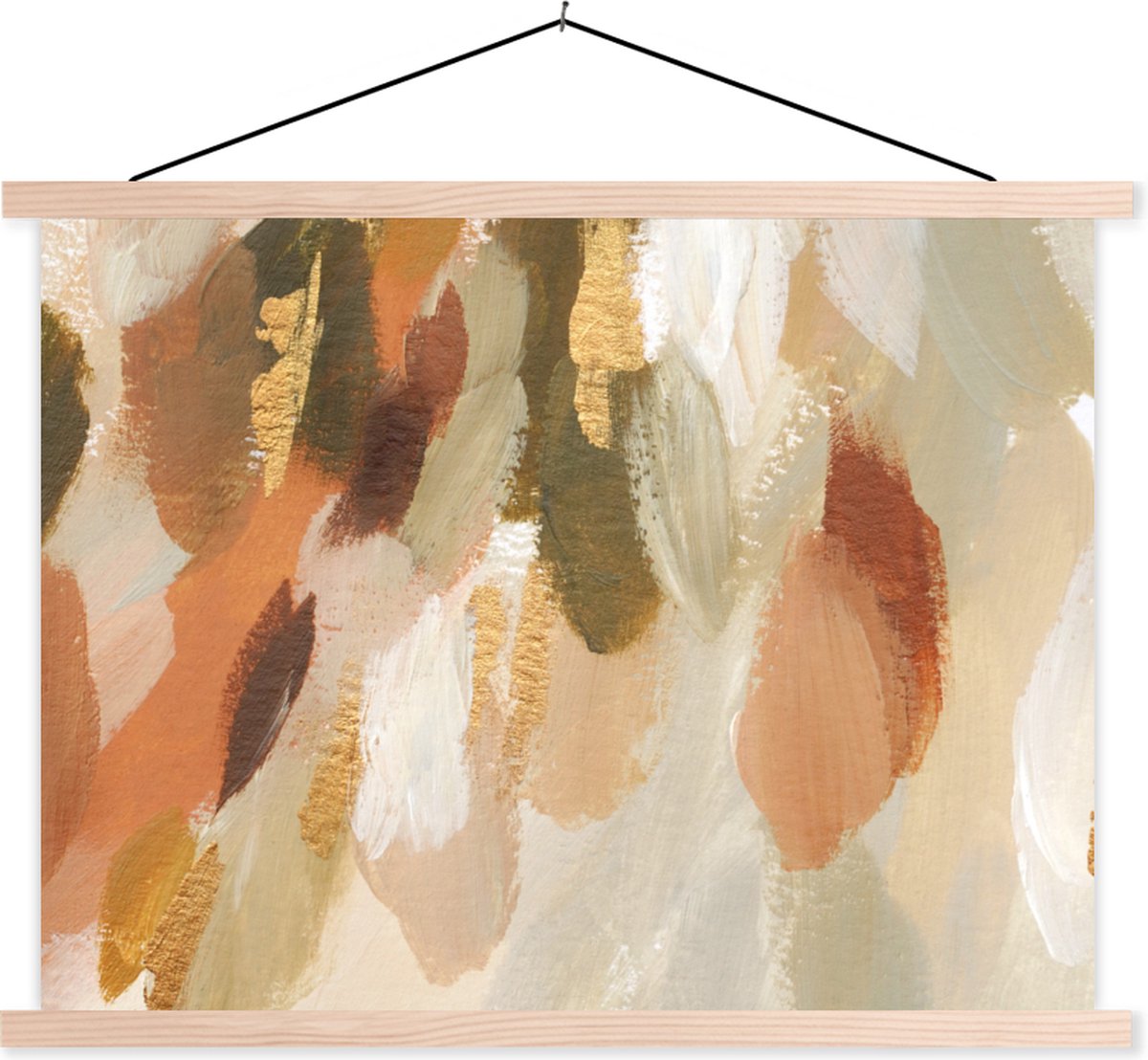 Posterhanger incl. Poster 120x90 cm - Schoolplaat - Verf - Goud - Rood - Textielposter - B