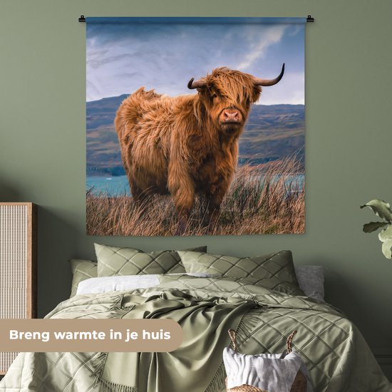 Tapisserie - Tissu mural - Highlander écossais - Ciel - Nature - 150x150 cm - Tapisserie