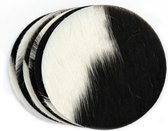 Onderzetters - koeienhuid - rond - zwart/wit - anti slip - Lindian style