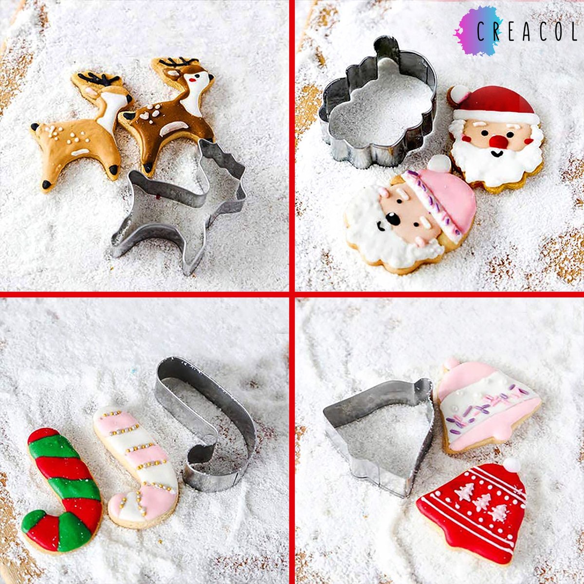 16 stuks kerstkoekjessnijders, set kunststof stempels