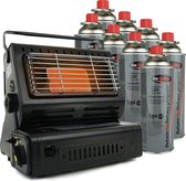 Eurocatch Gaskachel - Incl. 8 Gasbussen - Heater - Kachel - Terrasverwarmer - Camping gaskachel - Gas Heater - Verstelbaar - Draagbaar