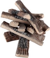 Set van 10 stuks Keramisch hout Decoratief hout van keramische vezels Decoratief brandhout Maximale bedrijfstemperatuur bij 1000 ℃ Berkenhout Uiterlijk ca. 280-363 mm Lange keramische decoratieve houtblokken voor bio-ethanolkachels