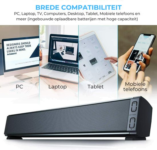 Soundbars - Soundbar met DSP-Technologie - Speaker met Bluetooth -Soundbar met Subwoofer - Soundbar PC - AUX - USN - TF-Kaart- met Ingebbouwde Microfoon - Klein - Zwart van Merkloos — afbeelding 5