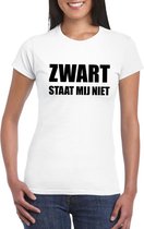 Zwart staat mij niet tekst t-shirt wit voor dames - dames fun shirts L