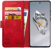 Rosso Element Book Case Wallet Hoesje Geschikt voor OnePlus 12 | Portemonnee | 3 Pasjes | Magneetsluiting | Stand Functie | Zwart