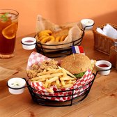 Friteermand Serveermand Fast-Food-manden multifunctioneel ijzeren serveerframe met sausbekers voor frietjes, uienringen, kippenvleugels, brood en hamburgers
