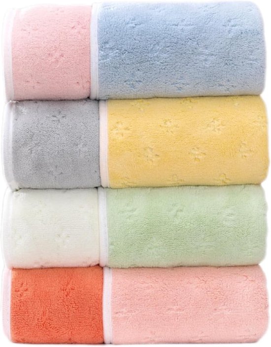 Microvezelhanddoeken Zachte dubbele kleurenhanddoeken voor badkamer 4-pack 40 x 75 cm Ideaal voor haarspa-gym en reizen (veelkleurige bloem)