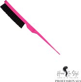 Haar in Stijl® | Roze Toupeerborstel Toupeer kam 2285 Borstel Ergonimische Teasing Brush | Mixed Bristle
