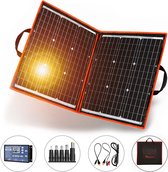 Stellar Opvouwbare Zonnenpanelen - Draagbaar Zonnepaneel - Mobiel Solar Panel - Powerbank Zonneenergie - Inclusief Accessoires - Lichtgewicht - 100W - 12V - Zwart