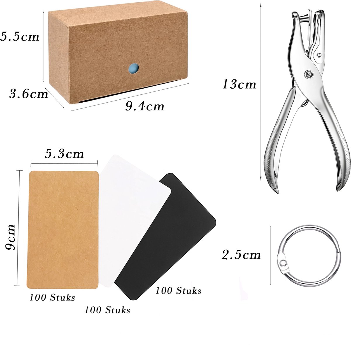 Blanco kaartjes met klikringen en gaatjestang - 300 stuks - met envelop — cadeau in Hobby - foto 3