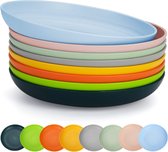 8x Gekleurde borden - borden 23 cm herbruikbaar en zwaar breukvast - bestek BPA-vrij bestek Magnetronbestendig Vaatwasmachinebestendig