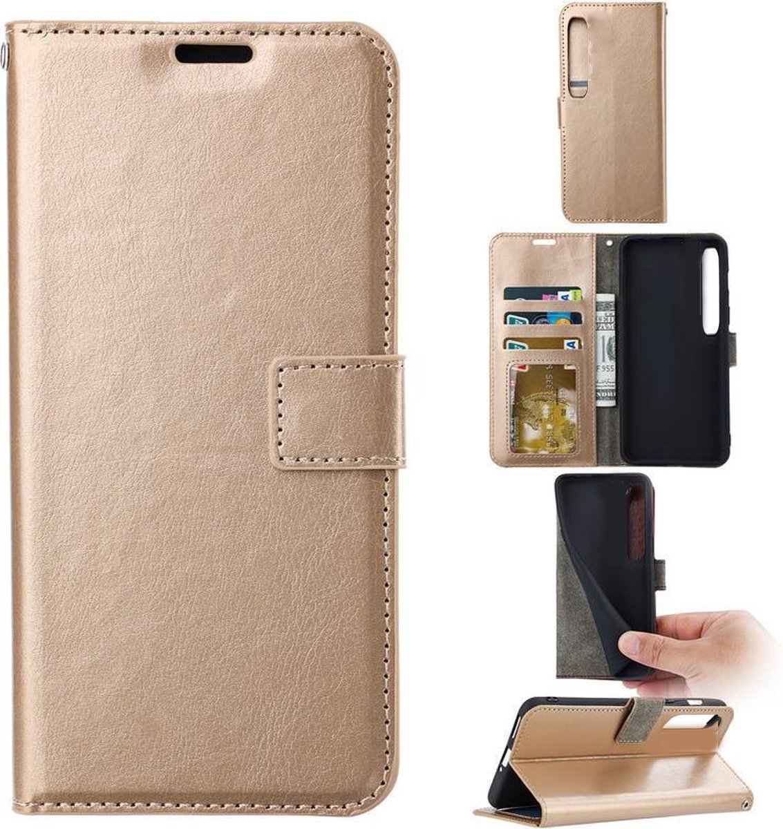Portemonnee Book Case Hoesje Geschikt voor: Xiaomi Mi 10 / Mi 10 Pro - goud
