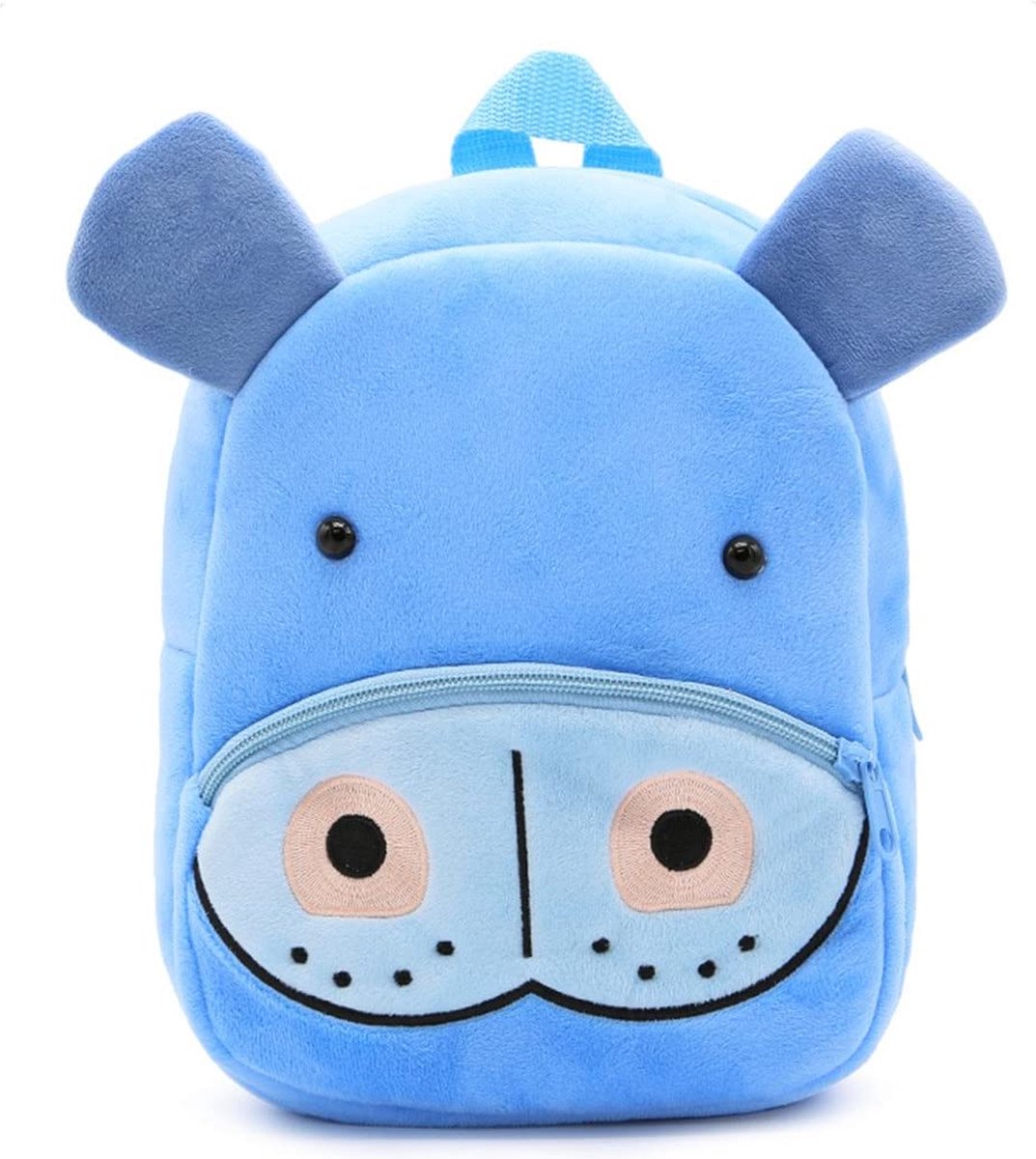 BoefieBoef Nijlpaard Kinder Rugzak - Zacht Pluche Peuter-Kleuter Dieren Rugtas - 80-120 cm 0-5 jaar - Ergonomisch & Wasbaar - Baby Backpack - Jongen of Meisje - Cadeau Verjaardag, Sinterklaas & Kerst - Gymtas, Schooltas, Boekentas & BSO - Blauw