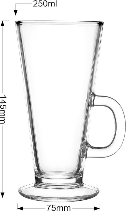 ERBO Cappuccinokopjes Set Van 4 - 250 Ml Dubbelwandige Latte Macchiato Glazen Met Zweefeffect