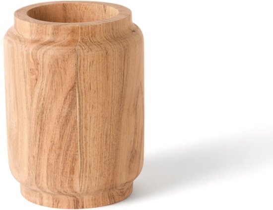 WinQ - Mooie Houten Vaas -gemaakt van Acaciahout - geschikt voor kunstbloemen of droogbloemen- 13x17cm