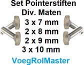 Set van 10 RVS voegpennen Div. maten - voor VoegRolMaster, Ergo Pointer, voegroller & meer