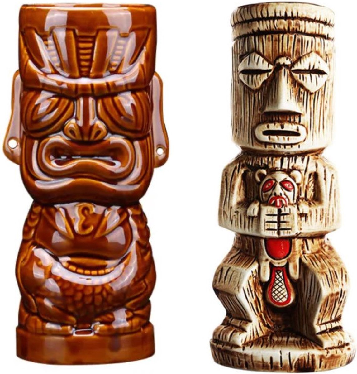 Floor 10 Tiki glazen Tiki mok cocktail Keramieken tiki beker Tiki cocktail glazen Cocktailglazen Ceramic tiki mug Set van 2 x 450 ml